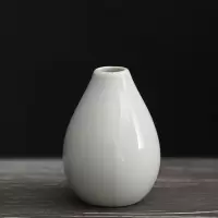 陶瓷小花瓶禅意日式客厅插干花器绿萝水培容器小清新迷你花插摆件 三维工匠 小号花器+素白