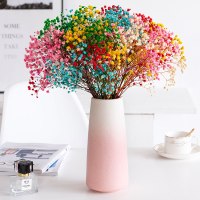 满天星幻彩陶瓷干花花瓶客厅装饰插花简约家居桌面摆设带瓶摆件 三维工匠 黄+白满天星+[幻彩黄]陶瓷花瓶 大