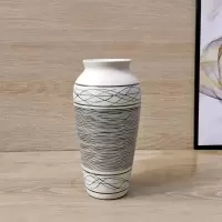 景德镇花瓶摆件客厅插花干花创意现代简约水养中式磨砂水培陶瓷瓶 三维工匠 白色羽毛大号高约30Cm