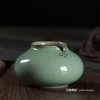 禅意日式小花瓶陶瓷创意花插古瓷器摆件瓷瓶龙泉青瓷水培家居花瓶 三维工匠 哥窑粉青铁线(中号)