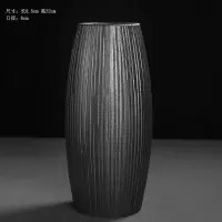 简约黑色陶瓷花瓶摆件玄关禅意复古风格干花插花花器粗陶陶罐花瓶 三维工匠 简约纯黑釉03款