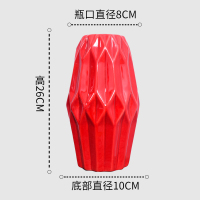 中国新款红台面陶瓷装饰 红色喜庆结婚花瓶 家居摆件干花花器插花 三维工匠 红色鼓型