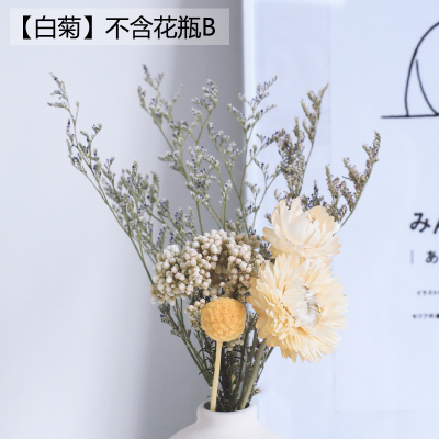 北欧小花瓶摆件客厅插花干花装饰品现代简约摆设餐桌鲜花陶瓷花瓶 三维工匠 [白棉]不含花瓶B