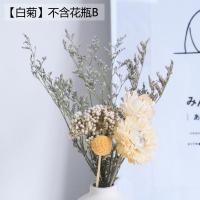 北欧小花瓶摆件客厅插花干花装饰品现代简约摆设餐桌鲜花陶瓷花瓶 三维工匠 [白菊]不含花瓶B