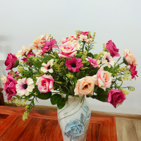 家用花瓶陶瓷白色大码插花富贵竹鲜花花瓶客厅电视柜餐桌水培摆件 三维工匠 25cm浮雕--红花瓶