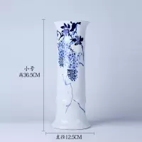 景德镇新款陶瓷筒富贵竹花瓶摆件客厅落地特大号直筒水养培插花器 三维工匠 旋转底座小