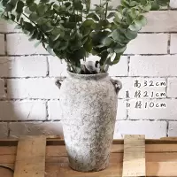 复古陶罐干花陶瓷花瓶北欧现代简约水培花器花盆多肉植物粗陶摆件 三维工匠 台面雪花双耳瓶B款[27*21cm]