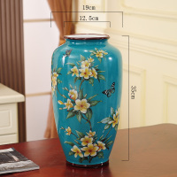 美式陶瓷花瓶家居饰品摆件花器中式复古客厅玄关花几花插乔迁送礼 三维工匠 前请务必看清尺寸