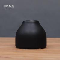 中式黑白色简约陶瓷小花瓶家居装饰品摆件日式极简花插 三维工匠 E款灰咖色