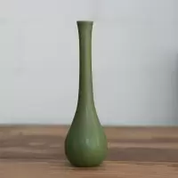新中式迷你小花瓶陶瓷客厅插花摆件茶席花艺桌面家居禅意装饰品 三维工匠 (绿色)玉净瓶