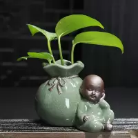 花瓶水培陶瓷花器桌面插花摆件中号小号绿萝小花瓶新中式花盆个性 三维工匠 自在/花器摆件