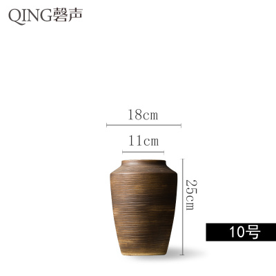 景德镇陶瓷摆件落地大花瓶客厅酒店餐厅插花干花瓷器中式复古陶罐 三维工匠 9号麒零瓶