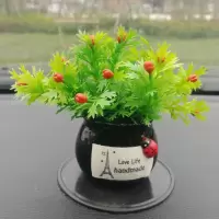 汽车摆件仿真车载陶瓷盆栽车内装饰植物车载创意饰品汽车用品花卉 三维工匠 幸运果红色黑瓶满2瓶送5根香棒