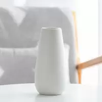 家居饰品现代简约陶瓷花瓶仿真花干花装饰品摆件北欧欧式ins 三维工匠 白色小号+探春花