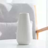 家居饰品现代简约陶瓷花瓶仿真花干花装饰品摆件北欧欧式ins 三维工匠 芳华白色小号高20CM