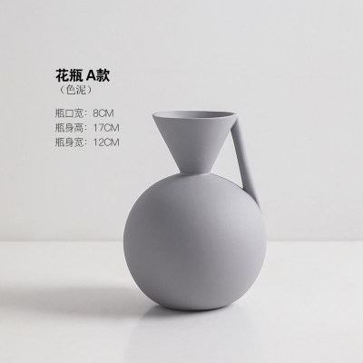 现代简约景德镇陶瓷花瓶摆件客厅样板间插花创意几何艺术装饰花器 三维工匠 艺术花器F款