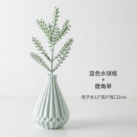 ins风假花装饰品摆件家居北欧陶瓷餐桌小花瓶电视柜插花创意摆设 三维工匠 粉色水球瓶粉色洋桔梗