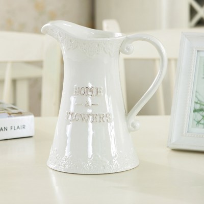 美式乡村小花瓶陶瓷复古做旧白色陶瓷花瓶摆件礼品客厅家居装饰品 三维工匠 5白7浅粉+瓶