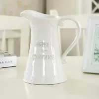 美式乡村小花瓶陶瓷复古做旧白色陶瓷花瓶摆件礼品客厅家居装饰品 三维工匠 雅芙瓶