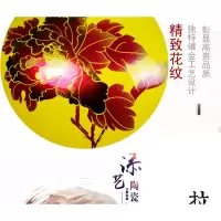 落地大花瓶中国红色牡丹客厅新房中式装饰1米大号摆件 三维工匠 白色牡丹1.3米送底座