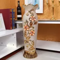 欧式花瓶摆件大号客厅电视柜玄关落地插花创意个性高陶瓷瓷器 三维工匠 款式2(不含假花)