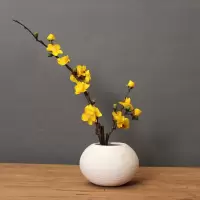 现代中式白色素烧陶瓷花瓶插花摆件简约客厅电视柜装饰品摆设 三维工匠 白色梅花