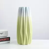 陶瓷花瓶干鲜花花插渐变花器摆件客厅样板房间设计师软装饰品摆设 三维工匠 黄色 中等