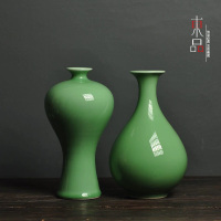 龙泉窑青瓷梅瓶插花客厅装饰摆件玉壶春花瓶简约落地居家陶瓷摆设 三维工匠 弟窑粉青梅瓶