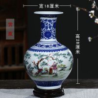 景德镇陶瓷摆件仿古青花瓷花瓶插花器富贵竹家居客厅电视柜装饰品 三维工匠 冬瓜瓶