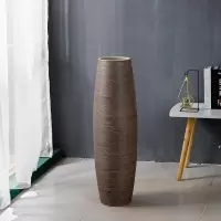 纯手工景德镇落地陶瓷大花瓶大摆件现代简约复古客厅家居摆件插花 三维工匠 60公分裸瓷