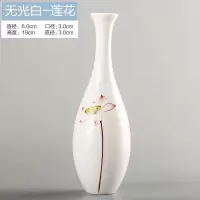 净瓶观音净水瓶供佛佛前莲花摆件中式禅意迷你景德镇家居陶瓷饰品 三维工匠 脂白大号(22.5*2.4cm底径6cm)