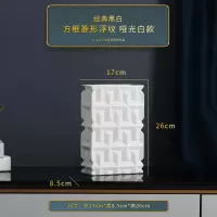 欧式现代塑几何艺术设计师花瓶陶瓷花器黑白方形花插样板房摆件 三维工匠 菱形浮纹哑光白小款