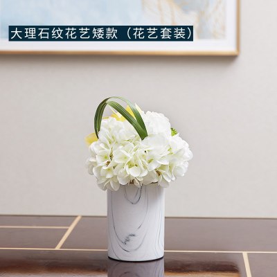 欧式花瓶大理石纹客厅插花现代北欧餐桌电视柜陶瓷摆件家居装饰品 三维工匠 黑金花瓶送整体花艺[一对款]