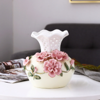 景德镇新款陶瓷器小家居装饰品摆件插花干花中式客厅电视柜工艺品 三维工匠 B款口径13.5cm高23cm