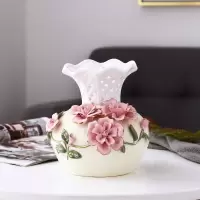 景德镇新款陶瓷器小家居装饰品摆件插花干花中式客厅电视柜工艺品 三维工匠 D款口径13.5高32.5cm
