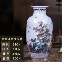 375景德镇陶瓷花瓶大号粉彩落地花瓶瓷器客厅摆件家居装饰工艺品 三维工匠 安居乐业(送底座)