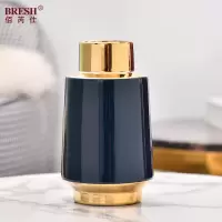 轻奢客厅创意插花摆件家居装饰品陶瓷花瓶花艺摆设H1074蓝 三维工匠 一对花瓶