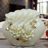 轻奢家居摆件花插花器陶瓷工艺品客厅电视柜装饰花瓶酒柜玄关摆设 三维工匠 玉瓷水蓝色花瓶C款带三束粉色玫瑰