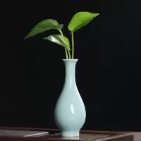 植物家居装饰品水培小花瓶陶瓷容器摆件客厅桌面插花干花 三维工匠 乳白色观音瓶弟窑粉青