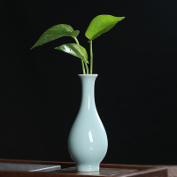 植物家居装饰品水培小花瓶陶瓷容器摆件客厅桌面插花干花 三维工匠 翠绿色玉净瓶弟窑梅子青