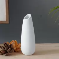 北欧陶瓷素烧小花瓶简约干花花瓶客厅装饰品桌面瓷器摆件 三维工匠 灰色横纹素烧花瓶