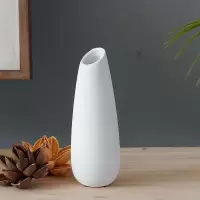 北欧陶瓷素烧小花瓶简约干花花瓶客厅装饰品桌面瓷器摆件 三维工匠 白色横纹素烧花瓶