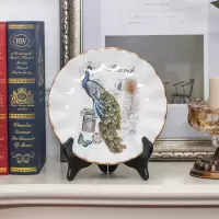 欧式陶瓷装饰盘子摆件美式复古看盘客厅电视柜酒柜玄关摆盘送支架 三维工匠 希望之花摆盘(+支架)
