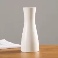 现代简约白色陶瓷花瓶摆件圆形磨砂黑色插花器台面家居客厅装饰品 三维工匠 白笙+[一束串玫]红