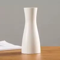 现代简约白色陶瓷花瓶摆件圆形磨砂黑色插花器台面家居客厅装饰品 三维工匠 白笙黑+[一束小雏菊]白