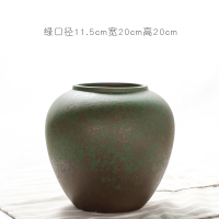创意粗陶花瓶陶瓷水培花器客厅干花插酒店会所玄关欧式装饰品摆件 三维工匠 粗陶A3款(绿色)