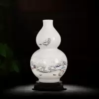 景德镇陶瓷器花瓶 落地大号仿古清明上河图青花瓷瓶酒店客厅摆件 三维工匠 雪景冬瓜瓶+底座(热卖款)