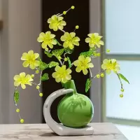 家居客厅摆件陶瓷花插餐桌台面小清新插花花瓶创意电视柜装饰花器 三维工匠 紫色