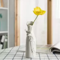 小花瓶陶瓷客厅插花创意小清新干花水培绿萝迷你摆件北欧式ins 三维工匠 喜上枝头白高17.8cm