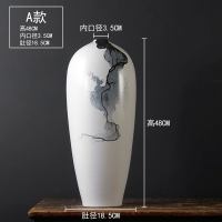 景德镇陶瓷花瓶摆件麦穗干花客厅鲜花仿真插花装饰新中式大号窄口 三维工匠 一套三个
